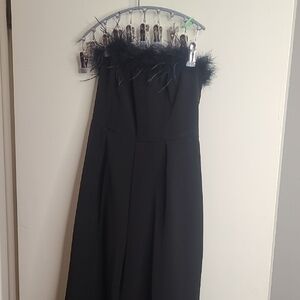 Chic Strapless Black Jumpsuit With Wide Leg Pants